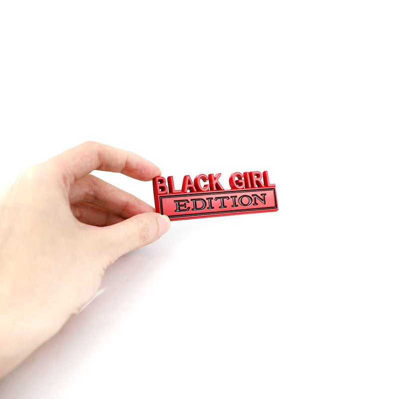 CARRUN 2 Pcs Black Girl Edition Emblem Car Side Rear Front Hood Trunk Door Badge 3D Decal Sticker Fit for Car Truck SUV (Black Girl, Red) - Image 2